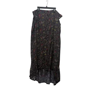 EQL by Kerrits Wild Horse Floral Button Front High Low Maxi Skirt Grey 1X NEW thumbnail 2