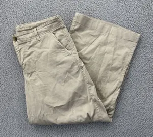 American Eagle Wide Leg Trouser Pants Khaki Stretch Retro Boho Women's 12 x 27 thumbnail 1