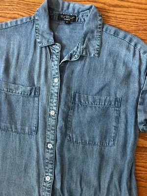 Velvet Heart Chambray Denim Shirt Dress,Size XS Button Down Cap Sleeves Pockets thumbnail 5