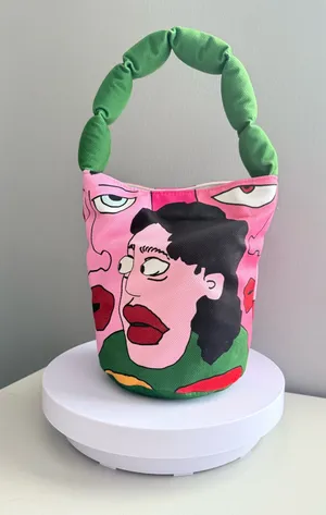 Pop Art Canvas Bucket Bag Pink thumbnail 1