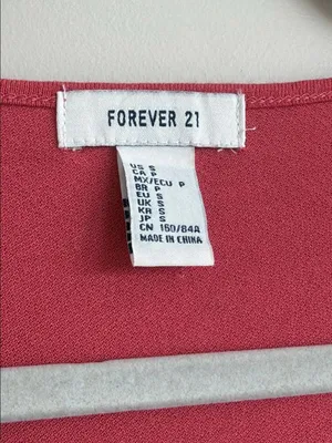 Forever 21 Pink Tie-Front Ruffle Crop Top, Size S thumbnail 3