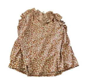MELLODAY Floral Ruffle Blouse - Brown and White thumbnail 1