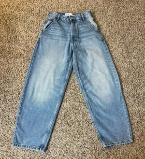 Bershka High Waisted Wide Leg Denim Jeans Y2K/2000s Baggy Size 00 Waist thumbnail 1