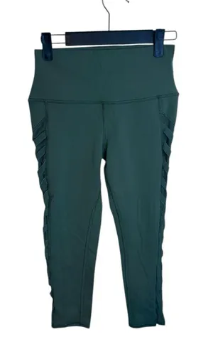 ALO Yoga Olive Green Mesh Braided Cropped Leggings thumbnail 1