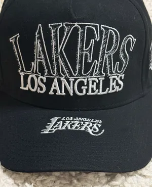Mitchell & Ness Los Angeles Lakers Black Sketchy Pro Pinch Snapback Hat thumbnail 2