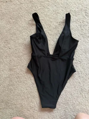Black plunge neckline One Piece Swimsuit thumbnail 2
