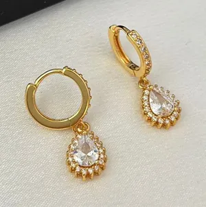 CZ Teardrop Shape Dangle Drop Earrings for Women thumbnail 1