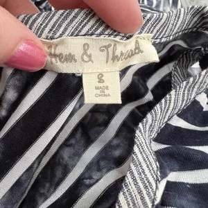 Hem & Thread‎ Size Small S Blue White Tank Top Stripe Sleeveless Summer Shirt thumbnail 3