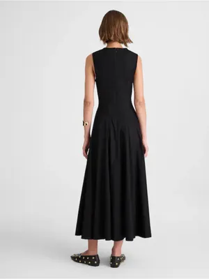 Madewell V-Neck Circle Midi Dress Black 100% Cotton Poplin NWT Womens 00 fits XS thumbnail 4