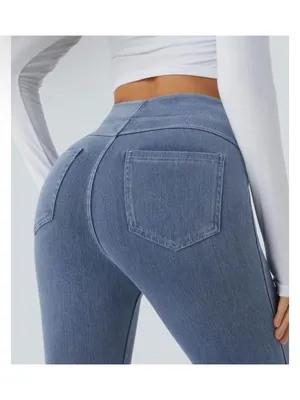 Halara Womens Full-Length size Small Jeggings Small Blue Stretch Denim Blend thumbnail 10