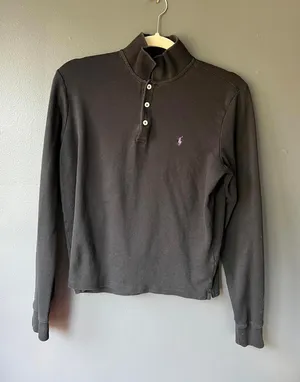 Polo Ralph Lauren Black Long Sleeve Quarter Button Up Shirt thumbnail 1