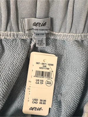 NWT Aerie New Heights Trouser Fleece Shorts XS Cloud Blue thumbnail 6