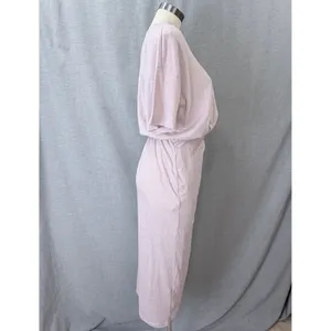 Free People Beach Leila Midi Dress Light Purple Short Sleeve Faux Wrap XS thumbnail 6