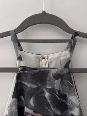 Ali & Jay Floral Print Tiered Bodice Halter Dress S Chiffon Layered Gray Pink thumbnail 6