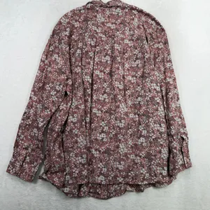 Anthropologie Pilcro L Button Down Pintuck Ditsy Floral Relaxed Top Mauve Pink thumbnail 13