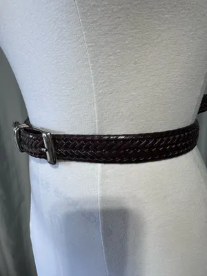 Perry Ellis Portfolio Belt Mens 40 Brown Braided Leather Silver Buckle Preppy thumbnail 1