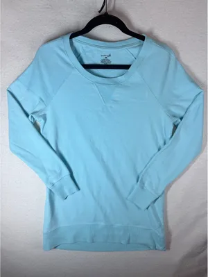 Exertek Women’s Small Light Blue Crewneck Sweatshirt Pullover Raglan Casual thumbnail 1