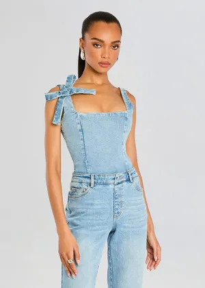 Retrofête Dawson Denim Low Back Jumpsuit Tangier Denim Blue thumbnail 2