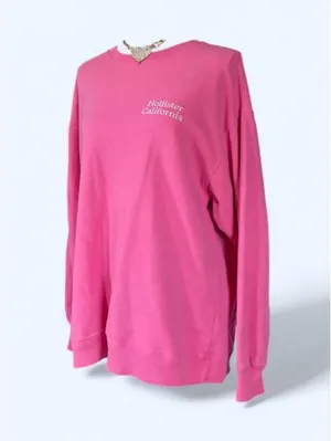 Hollister Y2K Pink Oversized Crewneck Pullover Logo Sweatshirt size small 💗 thumbnail 5