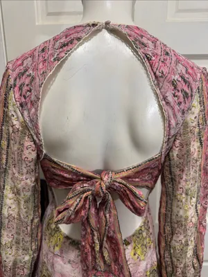 HEMANT & NANDITA Maya Cotton Paisley Floral Long Sleeve Mini Dress S Large thumbnail 10