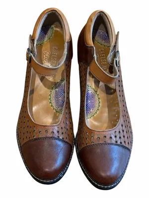 chelsea crew Brown Two-Tone Perforated Mary Jane Heels thumbnail 2