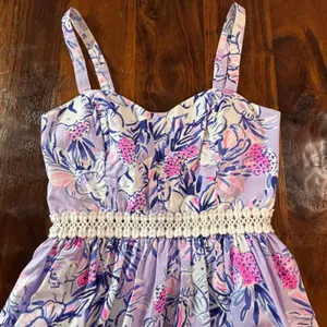 Lilly Pulitzer Purple Floral Elephant Print Cotton Fit Flare Dress 00 Sweetheart thumbnail 12