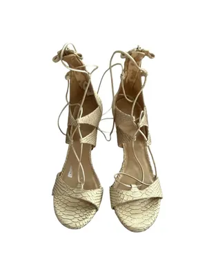 STUART WEITZMAN Beige Snake Print Lace Up Sandals Heels Size 9 thumbnail 9