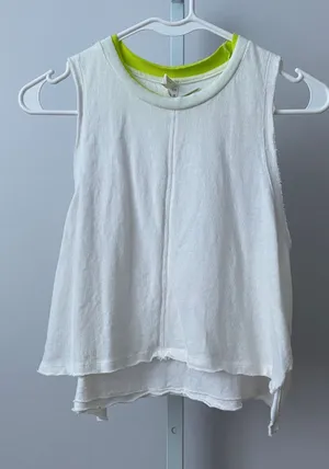 FP Movement Cotton Sporty Chic Relaxed Yoga Layering Tank Top XS White thumbnail 1