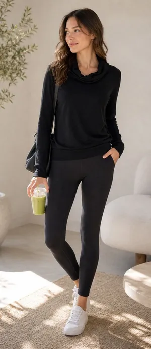 Beyond Yoga Women's Black Cowl Neck Bamboo from Rayon Long Sleeve Top in Size S. thumbnail 1
