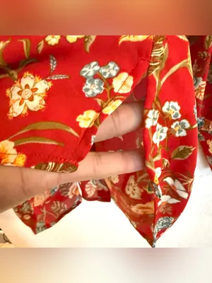 Loft Womens Shirt Blouse Red Floral Button Up Long Sleeve Size Medium thumbnail 11
