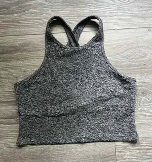 Beyond Yoga Gray Space Dye Longline Shelf Bra Cropped Tank Crossover Straps XL thumbnail 1