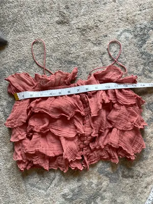 Free People Dusty Rise Pink Bohemian Ruffle Crop Top Small thumbnail 9