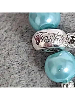 Hand Crafted Ice Blue Silver Beaded Snowflake Charm Bracelet 9 Inch thumbnail 4