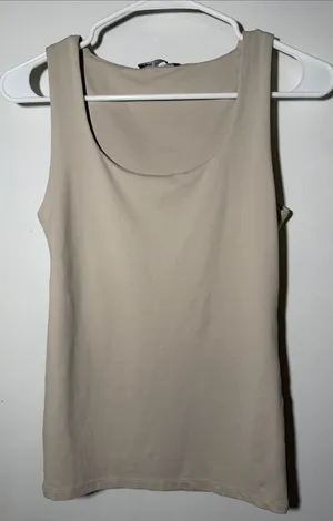 Zara Neutral Beige Scoop Neck Tank Top thumbnail 1