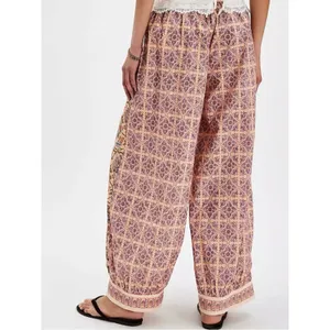 Free People Bohemian Wide Leg Lantern Laurel Canyon Pants Apricot Combo Large thumbnail 9