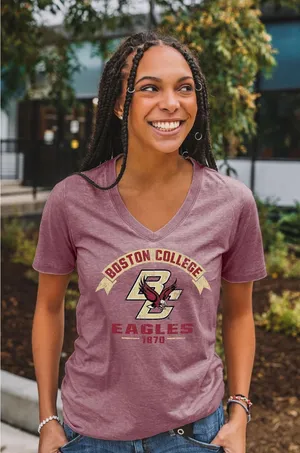 NWOT Blue 84 Boston College Eagles Burnout V Neck Graphic Tee Women Medium thumbnail 1
