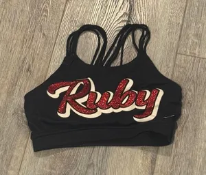 Varsity Brand cheer sports bra, RUBY fits like a‎ small see measurement thumbnail 1