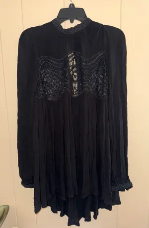 Free People Black Lace Dahlia Long Sleeve Dress thumbnail 1