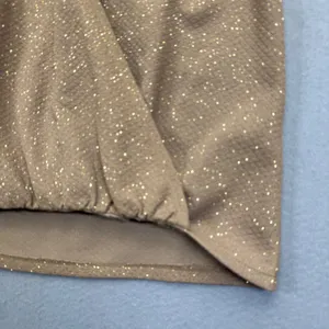 Alice + Olivia Gold‎ Metallic Shimmer Wrap Front Sleeveless Blouse Taupe XS thumbnail 3