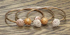 NEW Open Cuff Bypass Bangle Stone Cluster 3 Pack Bracelets Gold Multi 2.75" thumbnail 1