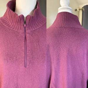 Eddie Bauer Womens Plum Purple Quarter Zip Pullover Sweater Large Wool‎ Blend thumbnail 2