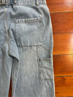 Sundance Free People x Sandrine Rose Denim Boiler Suit Utility Jumpsuit Sz M 🧡🍄 thumbnail 12