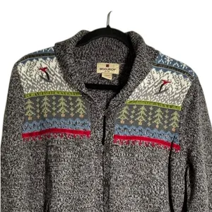 Woolrich Vintage 90's Nordic Fair Isle Ski Cardigan Woman's L Sweater Womens thumbnail 4