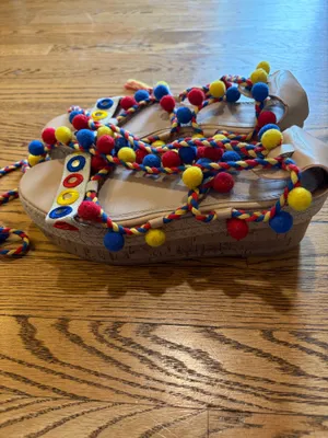 ASOS Tijuana Multi Pom Flatforms  Espadrille Platforms Multi Color thumbnail 2