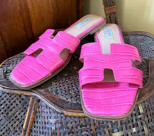 Steve Madden Hot Pink Faux-Croc Slide Mules thumbnail 1