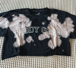 Barstool Daddy Gang Black Bleach-Effect Crop Top thumbnail 1