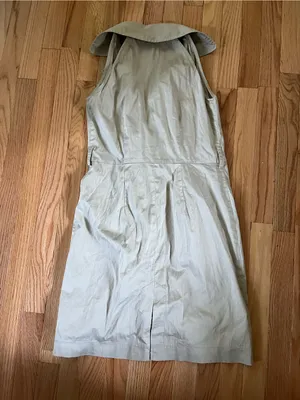 Ann Taylor Safari Beige Khaki Shirt Mini Dress 2 Sleeveless Button Up Preppy thumbnail 9