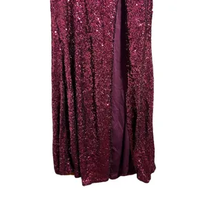 Emerald Sundae Juniors Sz 9 Burgundy Off Shoulder Sequin Full Formal Dress thumbnail 3