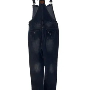 Relaxed Dark Blue Denim Overalls for Women thumbnail 6