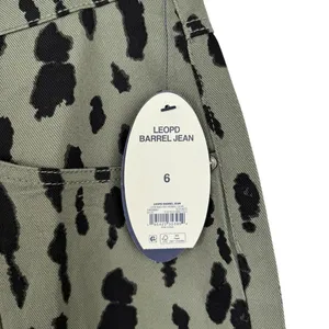 NWT Scoop Seamed Denim Barrel Jeans Wide Leg High Rise Leopard Print Olive SZ 6 thumbnail 9
